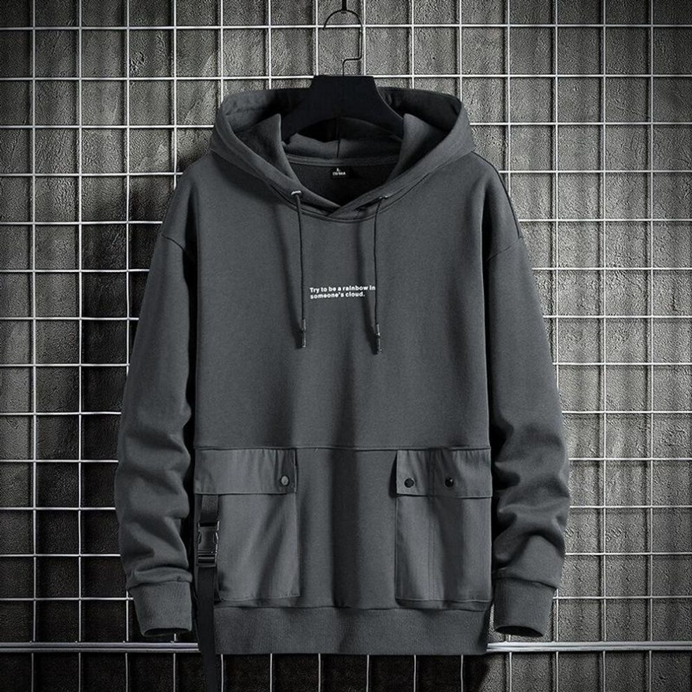 (grey, 4XL) Large Men's Casual Style, Fat And Oversized Pullover Top, Versatile Loose Spring And Autumn Pullover Hoodie-image-OPC-PMC5Y9J-NEW