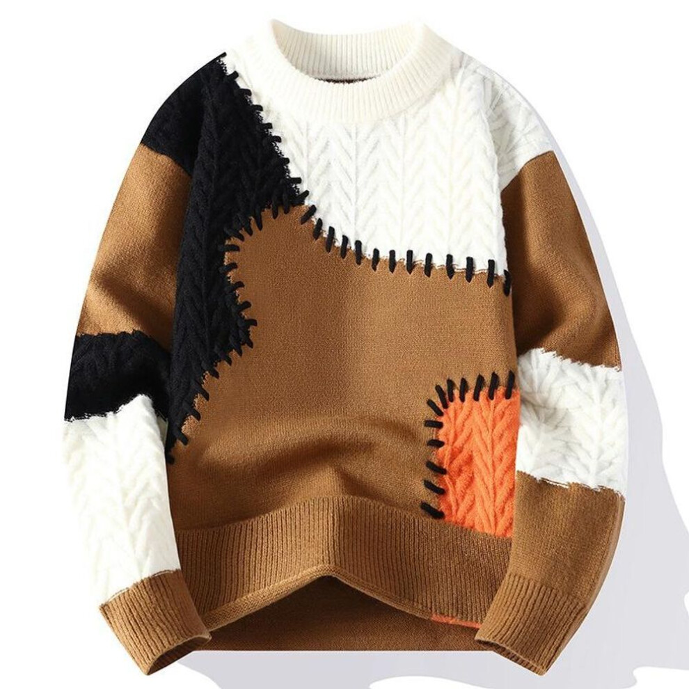 (coffee, XXXXL) Men's Knitted Autumn And Winter Casual Sweater Men's Knitted Base Sweater-image-OPC-PMC5Z7R-NEW