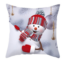 Snowman Pillow 45x45cm Christmas Backrest Cushion, Silver Decorative Pillow For Bedroom
