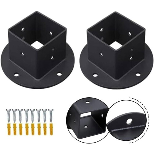 Post Flange Bases 2 Pcs Weather Resistant For 2x2 Square Posts For Outdoor Structures 2