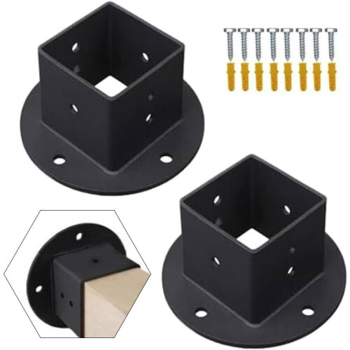 Post Flange Bases 2 Pcs Weather Resistant For 2x2 Square Posts For Outdoor Structures 1