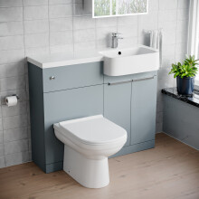Nes Home 1000mm Right Hand Matte Grey Basin Vanity WC Unit Round BTW Toilet