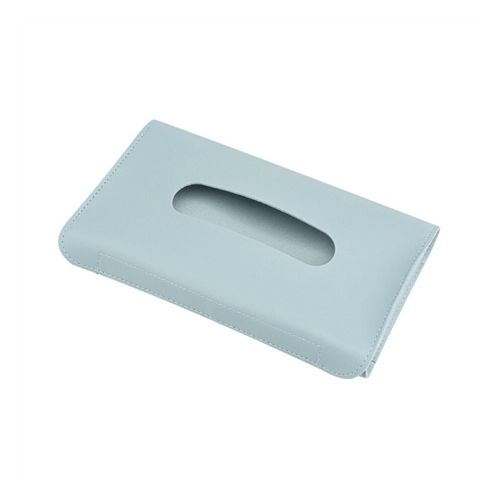 Tissue Box Cover Car Visor Tissue Holder Pu Leather Backseat Napkin Clip With Band Blue 9393856490769