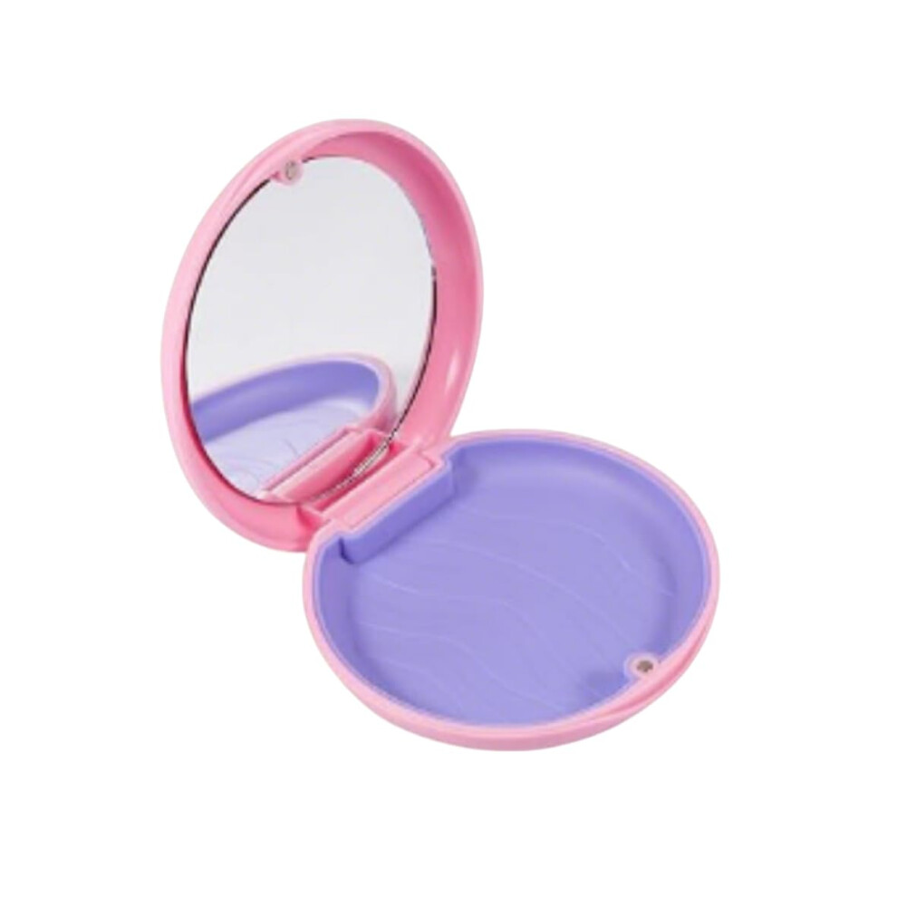 Pink Retainer Container Case With Mirror, Case For Invisalign Aligners, Mouth Guard Case, Small Denture Storage For Travel