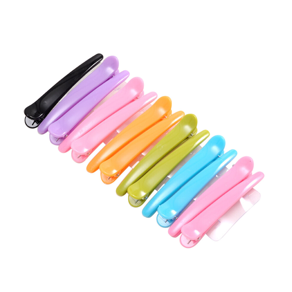 12 Stuks 8 Cm Grootte Kleurrijke Transparante Eendensnavel Haarspeld-image