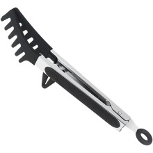 Pasta Server Utensil, 10-Inch Stainless Steel Tong, Silicone Tips, Non-Slip, Hanging Hole, For Noodles Spaghetti