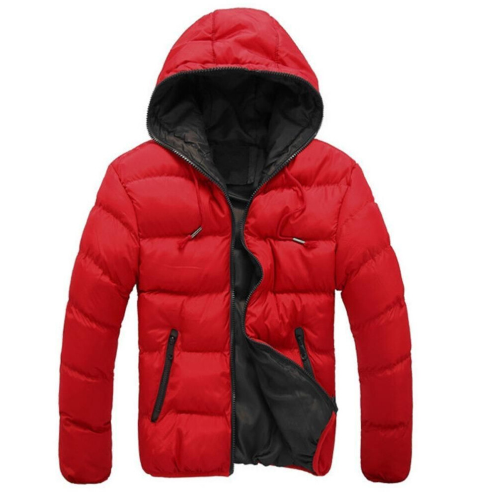 (red, XL) Men's Hooded Parkas Coat Casual Autumn Winter Thin Hooded Cotton Padded Jacket Outdoor Outwear-image-OPC-PMC6P2N-NEW