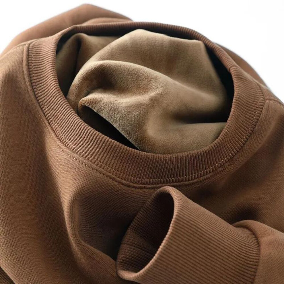(brown, S) Plus Velvet Thickened Xinjiang Velvet Solid Color Sweater For Men And Women To Keep Warm In Winter Without A Hat-image-OPC-PMC6P8Z-NEW