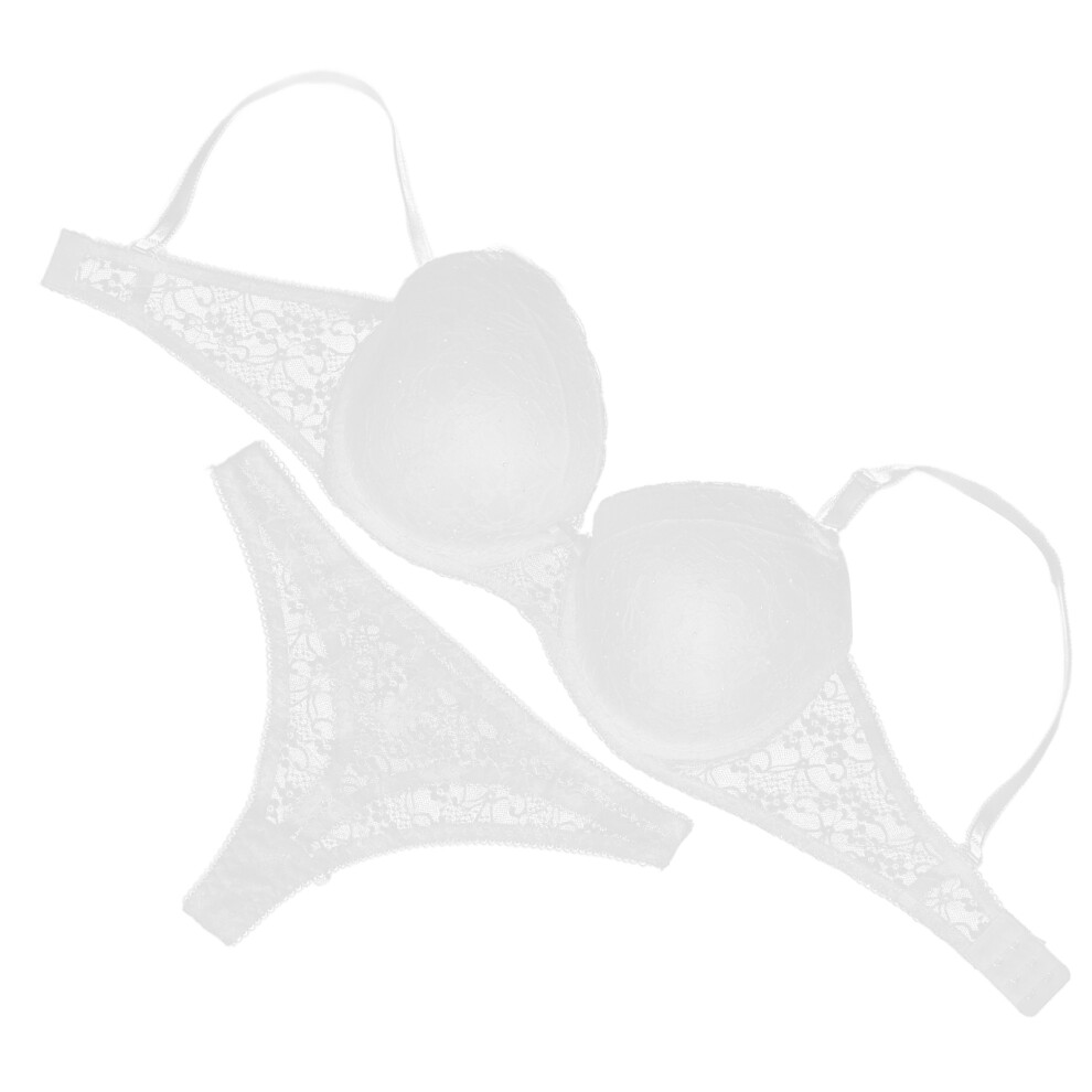 Women Lingerie Strapjurk Kanten Set 75B (Wit)-image