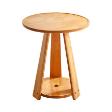 Solid Wood Sofa Side Table Round 40cm Diameter, Living Room Coffee Table Bedside Table, Wooden Furniture