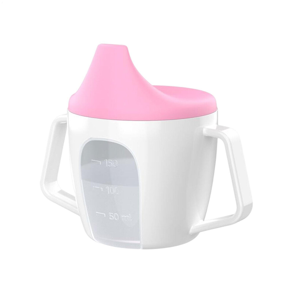 Drinking Cup Spillproof Training Tumbler Drip-Free Nipples Portable Hydration Bottle Gripper Learning Cup One-The-Go Pink