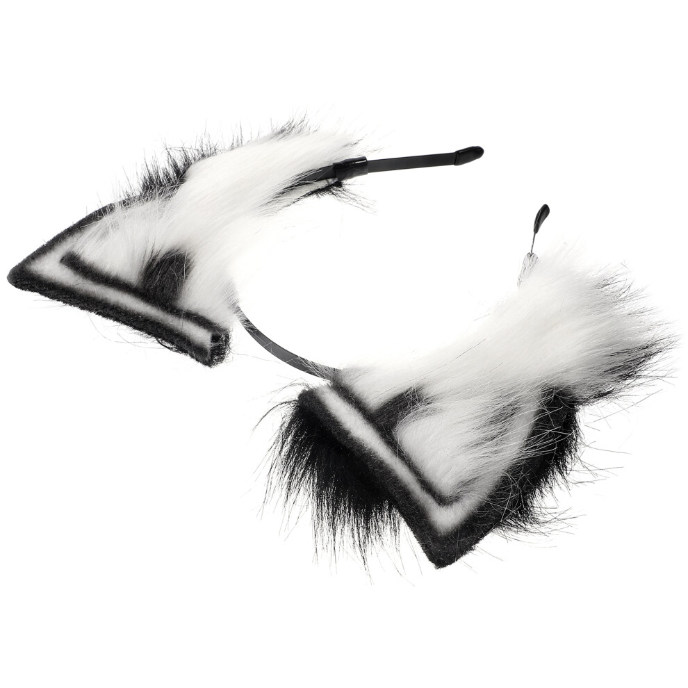 Pluszowy Na GłOwę W KształCie Do Sesji I Cosplay Czarno-BiałY-image