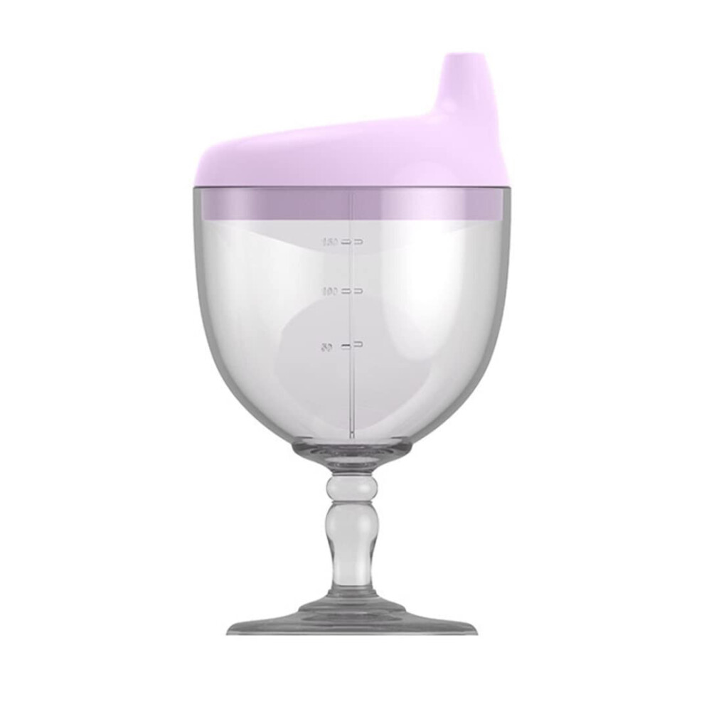 Baby Goblet Sippy Cup Plastic Toddler Feeding Cup Beverage Mug Milk Bottle Purple