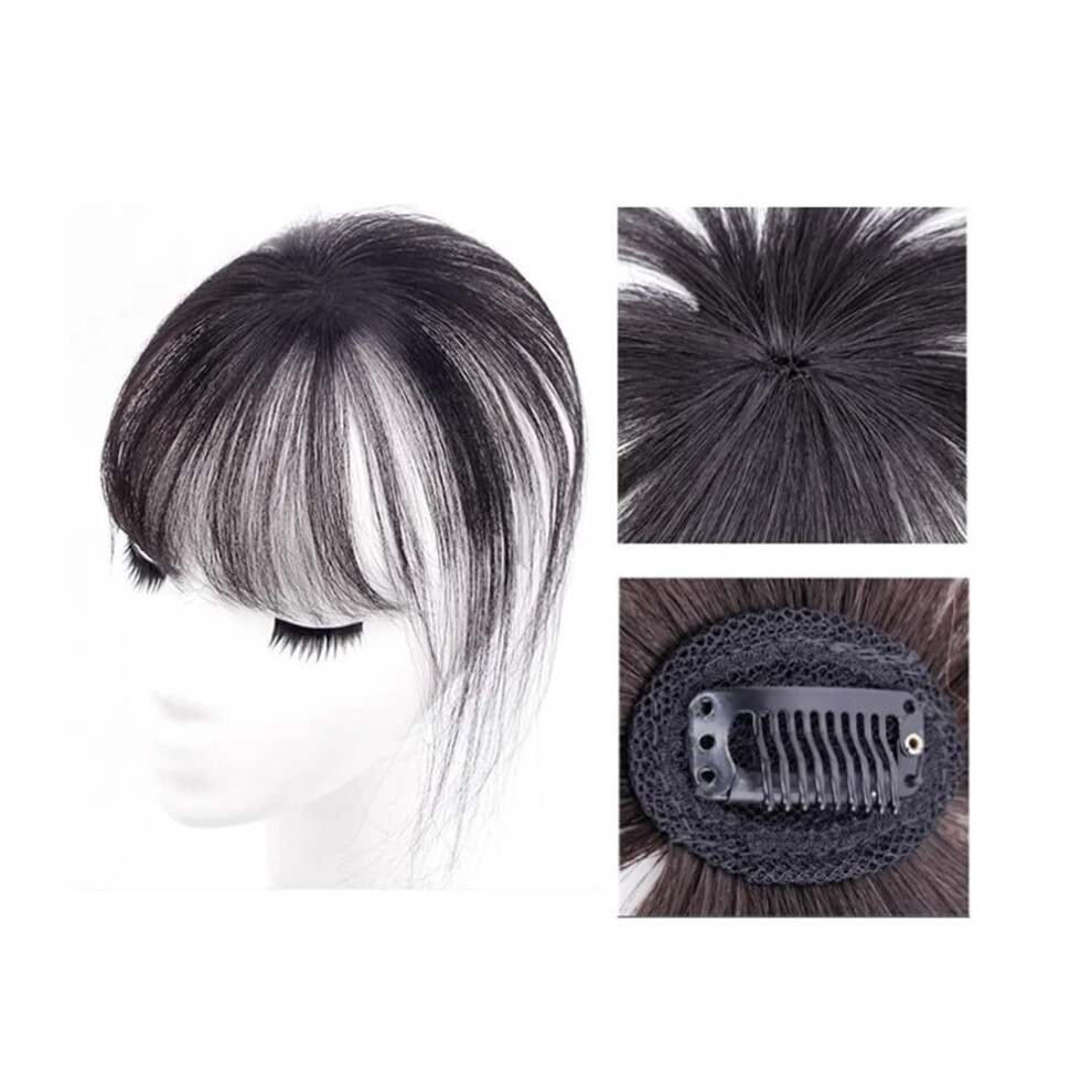 Synthetic 3D French Bangs Wig Topper With Air Bangs Curved Simulation Bangs Daily Wear Natural Black