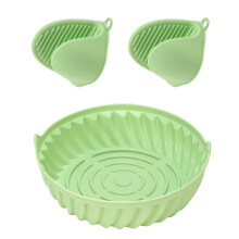 Air Baking Tray Silicone Pot Liners, Reusable Thin Round 22cm, Non-Stick Pizza Liners, Gloves Included