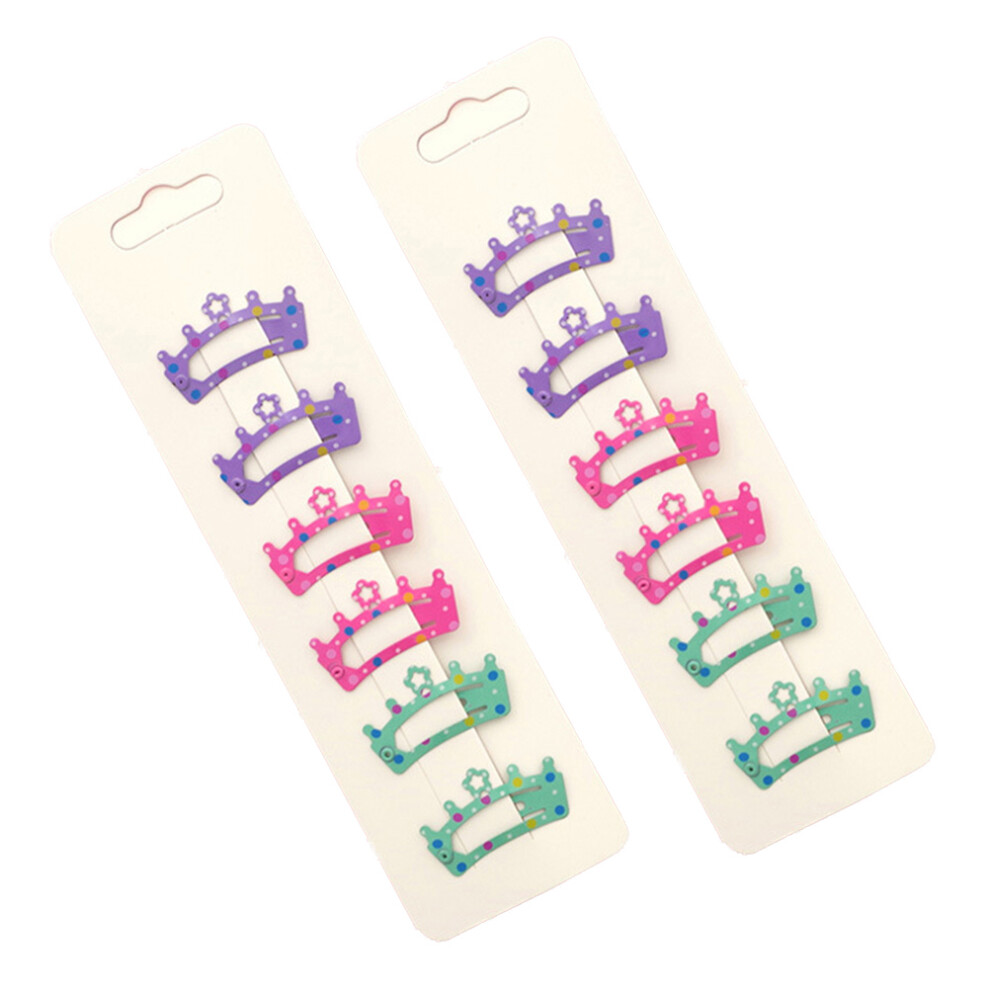 12 Stuks Baby Kroonvormige Metalen Drukknop Haarspeldjes-image