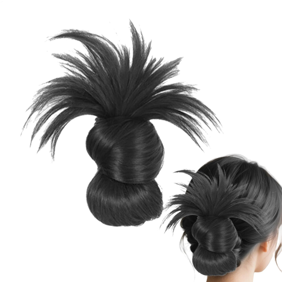 Bun Wig Claw Clip Messy Bun Faux Hair Extensions Updo Style Black Travel Friendly