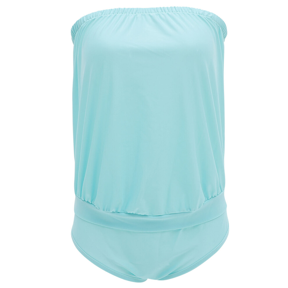 1 One Piece Vrouwen Elastisch Strapless Badpak Lichtblauw Xl-image