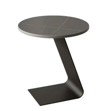 C Shaped Side Table Marble Top 45cm Round Coffee Table, Sofa End Table, Nightstand, Accent Table For Living Room