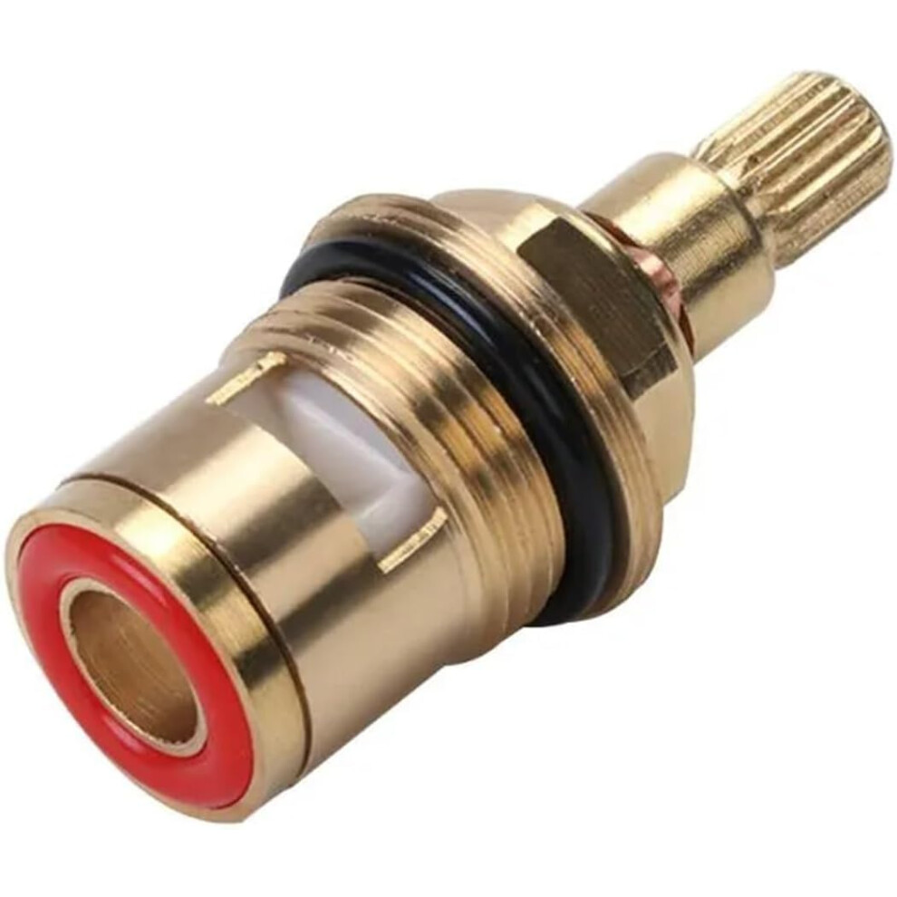 Thermostatic Valve Faucet Cartridge Brass Ceramic Temperature Adjustment Kit, Hot Cold Water Mixer Valve, Red, 1 Pc 9354506431907