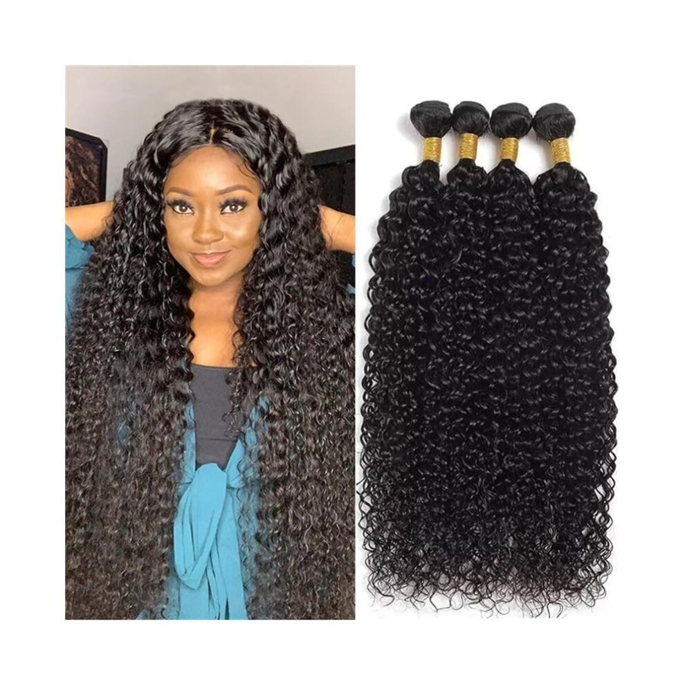 Unisex Daily Afro Kinky Curly Bundles 4Pcs Double Weft 100% Human Hair Jerry Curl Mongolian Remy Weave 20 22 24 26