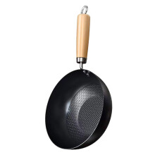 Small Iron Wok Non-Stick Frying Pan With Flat Bottom For Induction Cooking Traditional Chinese Style