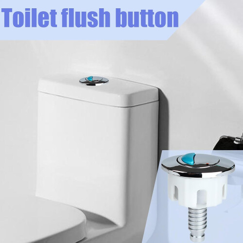 Toilet Push Button Replacement, Round Double Push Button, Toilet Tank Push Button, Wired Silver Button 1