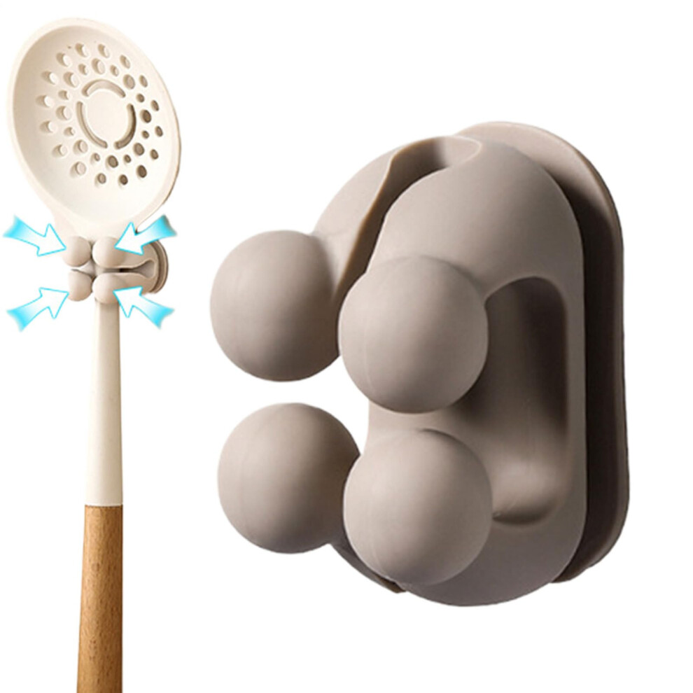 Rice Paddle Holder Wall Silicone Rice Spoon Rest Adhesive Utensil Holder Oil Stain Resistant Dark Coffee-image-OPC-PMC7MVF-NEW