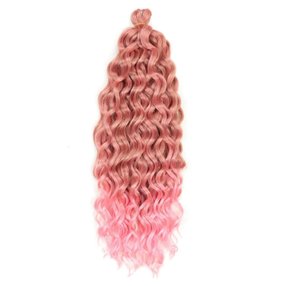 Unisex Pink Wave Crochet Braid Hair 18 Inch T27- 3Pcs Natural Synthetic Braiding Extensions Curls