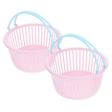 Mini Plastic Basket 2Pcs Multi Functional Mini Shopping Grocery Basket Pink Plastic Home Decor Toy Model