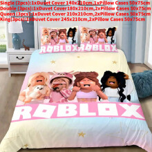 (Pink,Single(140x210cm))Cartoon Roblox 3D-Druck Muster Bettbezug Kissenbezug Set Schlafzimmer Bettwäsche Geschenk