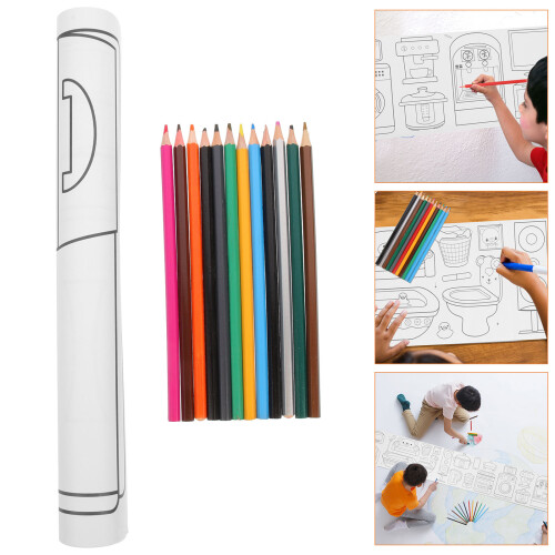Set Poster Da Colorare Per Bambini Con Trasparente 1