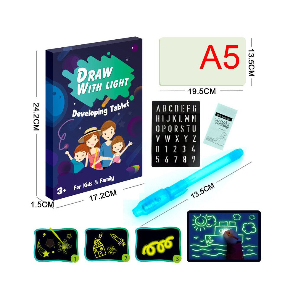 (Blue-A5(24*17)) A5a4a3 Draw With Light Fun Developing Toy Drawing Board Draw Magic Education-image-OPC-PMC7SP6-NEW