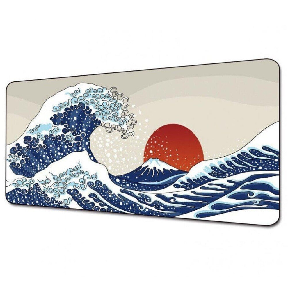 Japanese Sea Wave Gaming Mouse Pad Kanagawa Large Extended Non Slip Rubber Base Waterproof For Gaming And Office Style2 9393856496082