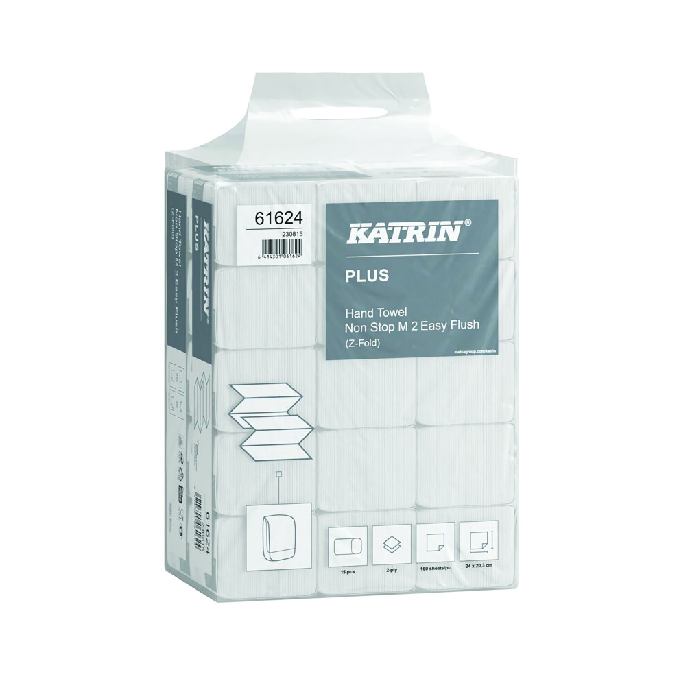 Katrin White 3Ply Hand Towel Easyflush M2 Pack 2400 61624