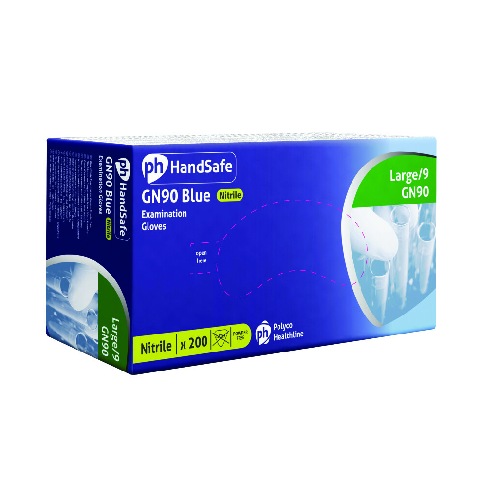 Handsafe Powder-Free Nitrile Gloves Large Bluex200 5024951012795