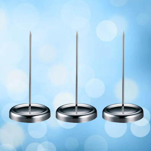 3Pcs Office Stainless Steel Document Holder Menu Summons Fork Silver 2