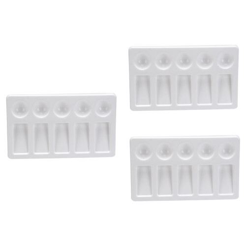 3 Pcs Plastic Palette Rectangular Tray Small Paint Watercolor Mixing
