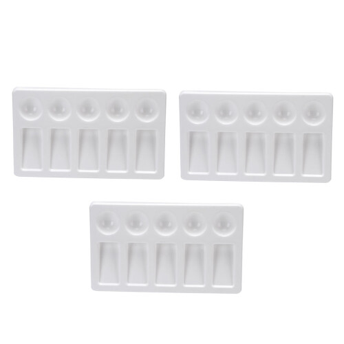 3 Pcs Plastic Palette Rectangular Tray Small Paint Watercolor Mixing 2