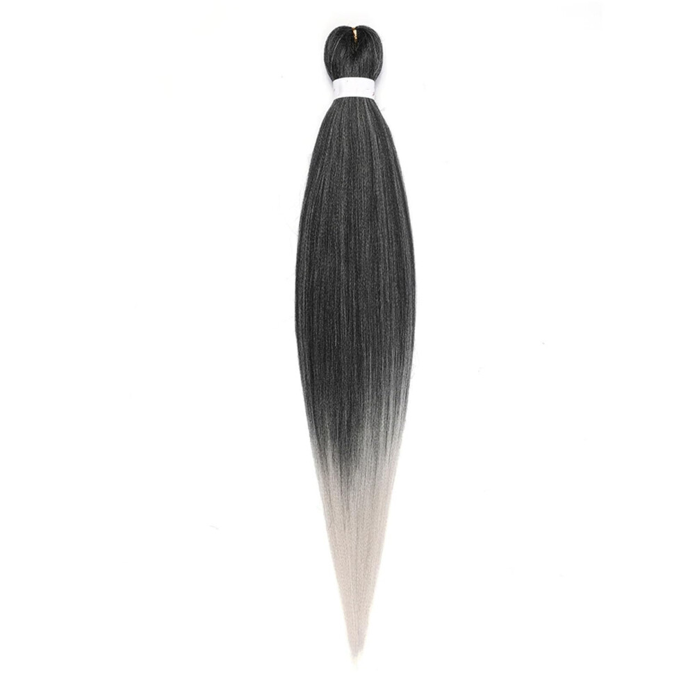 Ponytail Braids Hair Synthetic Braid Extensions 26-Inch Straight Ombre T1B-SILVER One-Piece Hairpiece