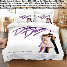 (White Purple, King(240x220cm)) 3d Print Dirty Dancing Pattern Duvet Cover Pillowcase Set Bedroom Bedding Gift