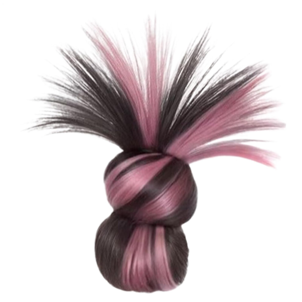 Clip On Buns for Women Claw Clip Short Ponytail Hair Extension Synthetic Feathered Wig Pink Quick Styling Festival
