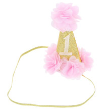 Baby Girl Primo Compleanno Cappello Cerchietto Cono Rosa