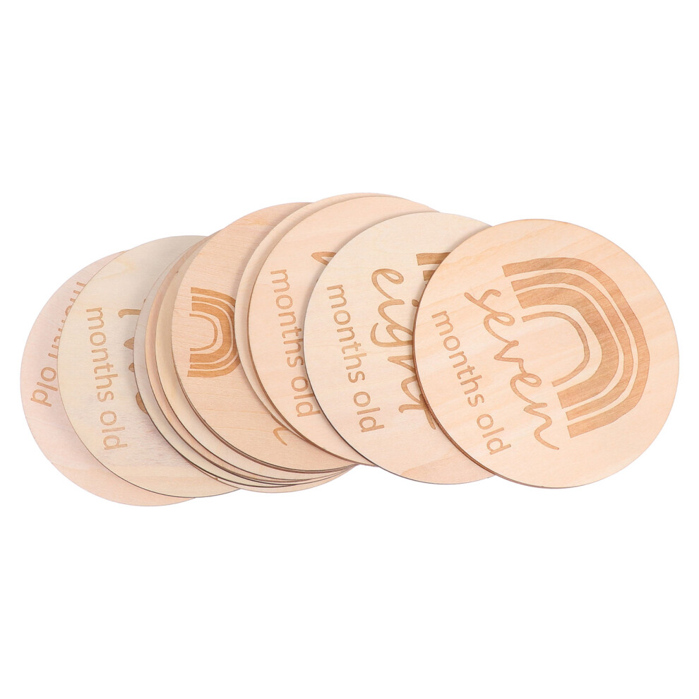 Totority 13Pcs Wood Baby Monthly Photo Props Beige Growth Tracking