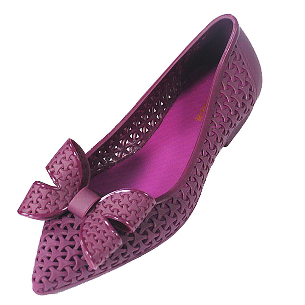 Un Paio Scarpe Piatto Punta Stretta Viola 40-image