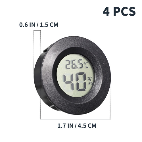 4 Pezzi Mini Igrometro Termometro Digitale LCD Per Rettili 1