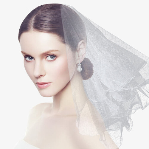 Glitter Bruiloft Bruidssluier Mantilla Hoofdtooi Haaraccessoires Wit 2