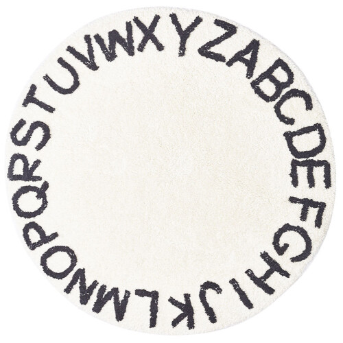 1Fijn Afgewerkte Witte Vloerkleed Rond Voor Thuisgebruik