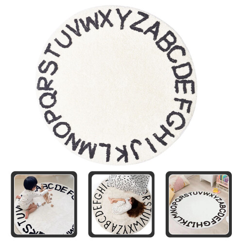 1Fijn Afgewerkte Witte Vloerkleed Rond Voor Thuisgebruik 1