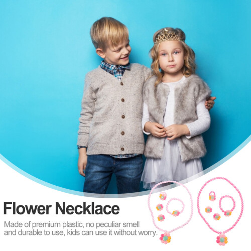 2 Conjuntos De Colar E Pulseira Com Flores Para Crianças 2